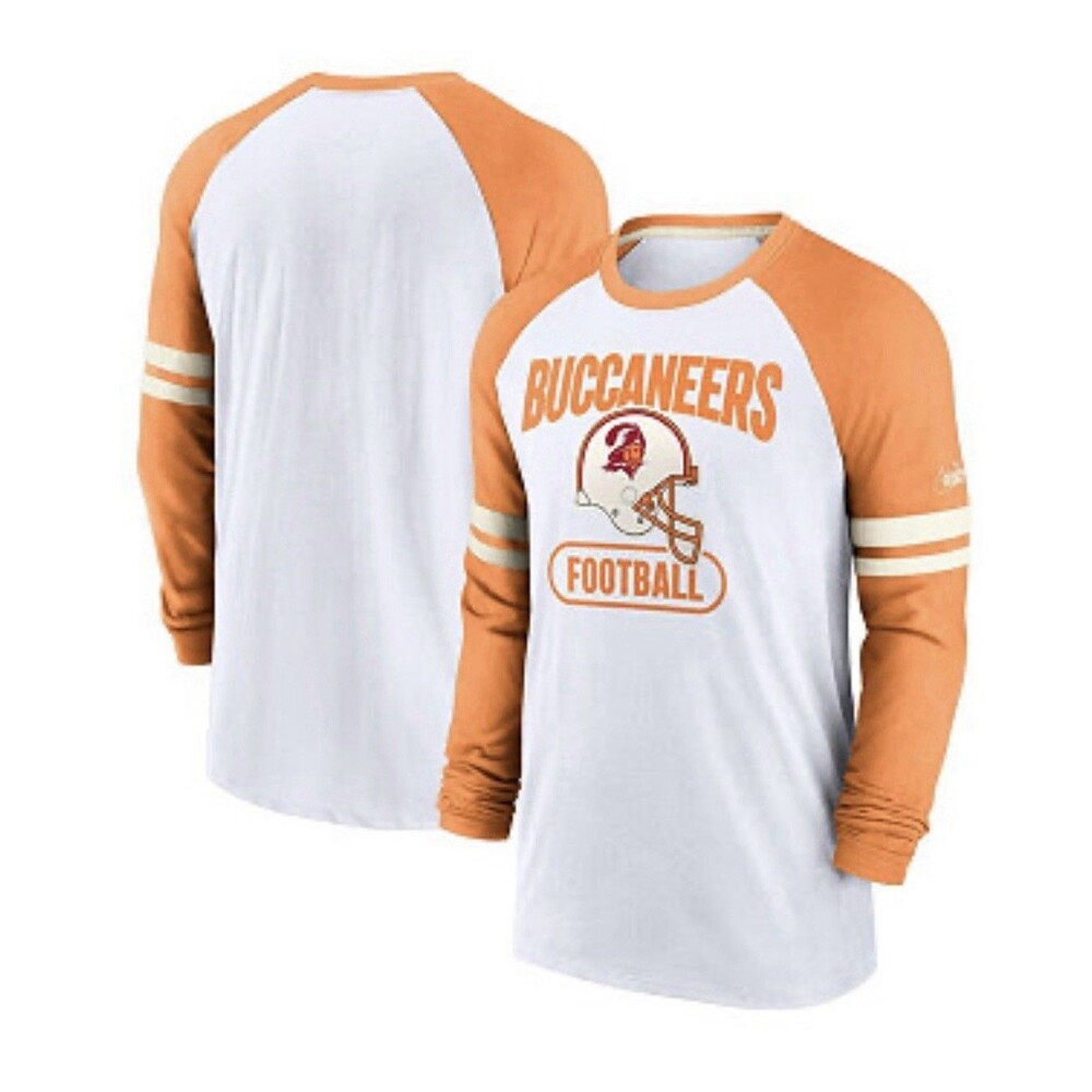 Men's Nike White Orange Tampa Bay Buccaneers Raglan Long Sleeve 3XL Shirt NWT